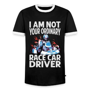 I Am Not Your Ordinary Race Car Driver - Racing -M - Männer Kontrast-T-Shirt - Schwarz/Weiß - Vorne - AI Model Female 172 light (172cm) & AI Model Male 178 light (178cm)
