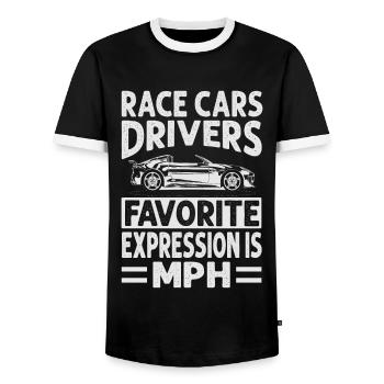 Race Cars Drivers Favorite Expression Is MPH - Fun - Men's Ringer Shirt - black/white - Front - AI Model Female 172 light (172cm) & AI Model Male 178 light (178cm)
