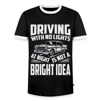 Driving With No Lights At Night Is Not A BRIGHT Id - Men's Ringer Shirt - black/white - Front - AI Model Female 172 light (172cm) & AI Model Male 178 light (178cm)
