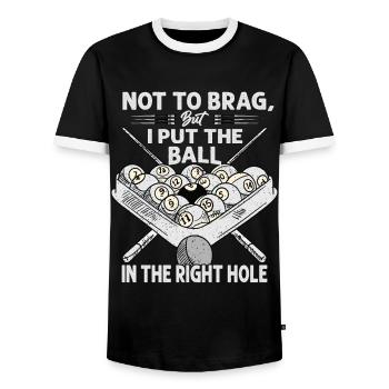 Pas pour me vanter, mais j’ai mis la balle dans le bon trou - T-shirt contrasté Homme - noir/blanc - Devant - AI Model Female 172 light (172cm) & AI Model Male 178 light (178cm)