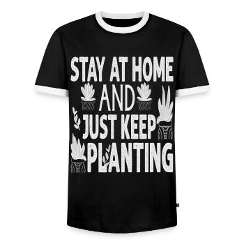 Stay At Home And Just Keep Planting - Plants - Gar - Men's Ringer Shirt - black/white - Front - AI Model Female 172 light (172cm) & AI Model Male 178 light (178cm)