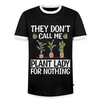 Ils ne m’appellent pas Plant Lady For Nothing - Plantes - T-shirt contrasté Homme - noir/blanc - Devant - AI Model Female 172 light (172cm) & AI Model Male 178 light (178cm)