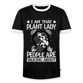 I Am That Plant Lady People Are Talking About - Pl - Men's Ringer Shirt - black/white - Front - AI Model Female 172 light (172cm) & AI Model Male 178 light (178cm)