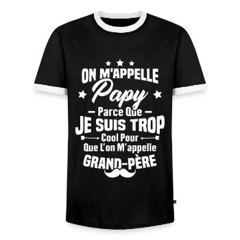 On m'appelle Papy parce que je suis trop cool - T-shirt contrasté Homme - noir/blanc - Devant - AI Model Female 172 light (172cm) & AI Model Male 178 light (178cm)