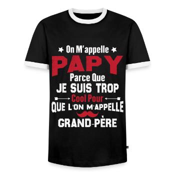 On m'appelle Papy parce que je suis trop cool - T-shirt contrasté Homme - noir/blanc - Devant - AI Model Female 172 light (172cm) & AI Model Male 178 light (178cm)