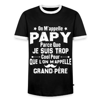 On m'appelle Papy parce que je suis trop cool - T-shirt contrasté Homme - noir/blanc - Devant - AI Model Female 172 light (172cm) & AI Model Male 178 light (178cm)