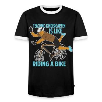 Enseigner à la maternelle, c’est comme faire du vélo - Funn - T-shirt contrasté Homme - noir/blanc - Devant - AI Model Female 172 light (172cm) & AI Model Male 178 light (178cm)