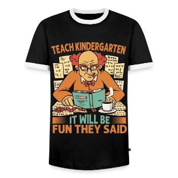 Teach Kindergarten It Will Be Fun They Said - Coff - Men's Ringer Shirt - black/white - Front - AI Model Female 172 light (172cm) & AI Model Male 178 light (178cm)