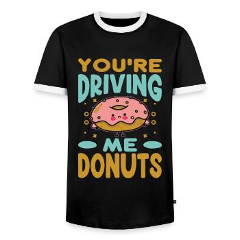 You’re Driving Me Donuts - Drôle de beignet - Pâtisseries - T-shirt contrasté Homme - noir/blanc - Devant - AI Model Female 172 light (172cm) & AI Model Male 178 light (178cm)