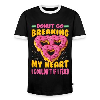 Donut Go Breaking My Heart I Couldn't If I Fried - - Men's Ringer Shirt - black/white - Front - AI Model Female 172 light (172cm) & AI Model Male 178 light (178cm)
