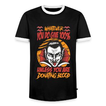 Quoi que vous fassiez, donnez 100% - Funny Vampire - Hallow - T-shirt contrasté Homme - noir/blanc - Devant - AI Model Female 172 light (172cm) & AI Model Male 178 light (178cm)