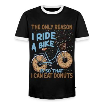 La seule raison pour laquelle je fais du vélo, c’est pour pouvoir manger - T-shirt contrasté Homme - noir/blanc - Devant - AI Model Female 172 light (172cm) & AI Model Male 178 light (178cm)