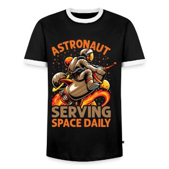Astronaute au service de l’espace tous les jours - Drôle - Planètes - - T-shirt contrasté Homme - noir/blanc - Devant - AI Model Female 172 light (172cm) & AI Model Male 178 light (178cm)