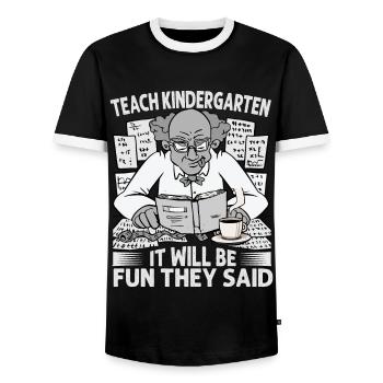 Teach Kindergarten It Will Be Fun They Said - Coff - Men's Ringer Shirt - black/white - Front - AI Model Female 172 light (172cm) & AI Model Male 178 light (178cm)