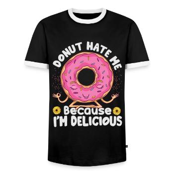 Donut Hate Me Because I’m Delicious - Pâtisseries - D - T-shirt contrasté Homme - noir/blanc - Devant - AI Model Female 172 light (172cm) & AI Model Male 178 light (178cm)