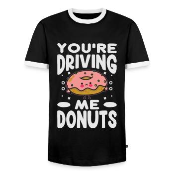 You’re Driving Me Donuts - Drôle de beignet - Pâtisseries - T-shirt contrasté Homme - noir/blanc - Devant - AI Model Female 172 light (172cm) & AI Model Male 178 light (178cm)