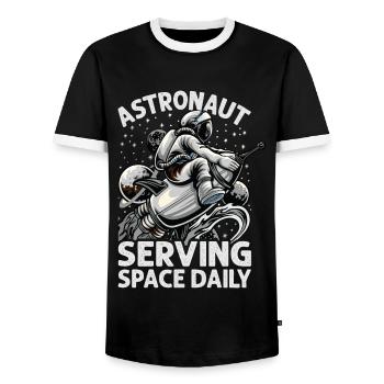 Astronaute au service de l’espace tous les jours - Drôle - Planètes - - T-shirt contrasté Homme - noir/blanc - Devant - AI Model Female 172 light (172cm) & AI Model Male 178 light (178cm)