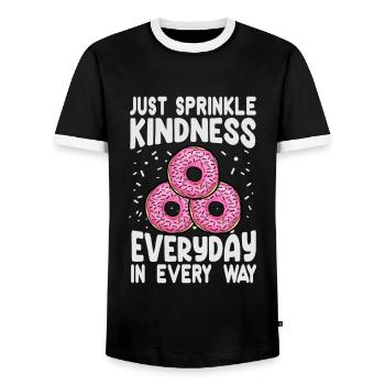 Saupoudrez simplement la gentillesse tous les jours de toutes les manières - Swe - T-shirt contrasté Homme - noir/blanc - Devant - AI Model Female 172 light (172cm) & AI Model Male 178 light (178cm)