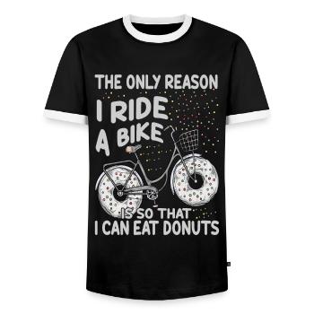 The Only Reason I Ride A Bike Is So That I Can Eat - Männer Kontrast-T-Shirt - Schwarz/Weiß - Vorne - AI Model Female 172 light (172cm) & AI Model Male 178 light (178cm)