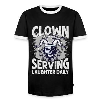 Clown servant le rire tous les jours - Drôles de clowns - Blague - T-shirt contrasté Homme - noir/blanc - Devant - AI Model Female 172 light (172cm) & AI Model Male 178 light (178cm)