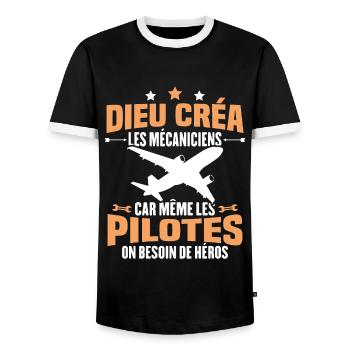 Cadeau humour mécanicien d'avion - T-shirt contrasté Homme - noir/blanc - Devant - AI Model Female 172 light (172cm) & AI Model Male 178 light (178cm)