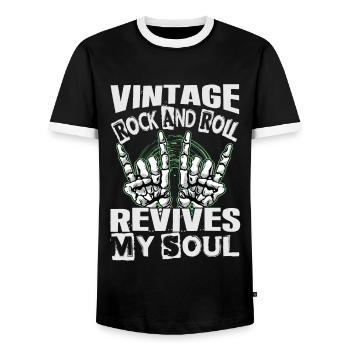 Vintage Rock And Roll Revives My Soul - Concerts - Men's Ringer Shirt - black/white - Front - AI Model Female 172 light (172cm) & AI Model Male 178 light (178cm)