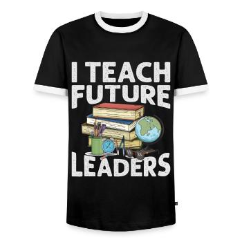 J’enseigne aux futurs leaders - Enseignant - École - Enfants - T-shirt contrasté Homme - noir/blanc - Devant - AI Model Female 172 light (172cm) & AI Model Male 178 light (178cm)
