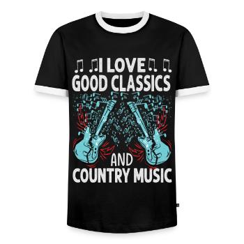 I Love Good Classics And Country Music - Concerts - Men's Ringer Shirt - black/white - Front - AI Model Female 172 light (172cm) & AI Model Male 178 light (178cm)