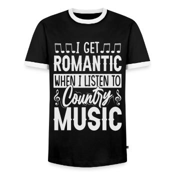 I Get Romantic When I Listen To Country Music - Co - Men's Ringer Shirt - black/white - Front - AI Model Female 172 light (172cm) & AI Model Male 178 light (178cm)