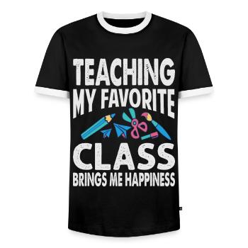 Teaching My Favorite Class Brings Me Happiness - T - Men's Ringer Shirt - black/white - Front - AI Model Female 172 light (172cm) & AI Model Male 178 light (178cm)