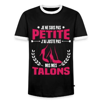 Je ne suis pas petite, Cadeau humour femme - T-shirt contrasté Homme - noir/blanc - Devant - AI Model Female 172 light (172cm) & AI Model Male 178 light (178cm)