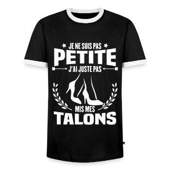 Je ne suis pas petite, Cadeau humour femme - T-shirt contrasté Homme - noir/blanc - Devant - AI Model Female 172 light (172cm) & AI Model Male 178 light (178cm)