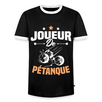 Joueur De Pétanque, Humour Cadeau Pétanque - T-shirt contrasté Homme - noir/blanc - Devant - AI Model Female 172 light (172cm) & AI Model Male 178 light (178cm)