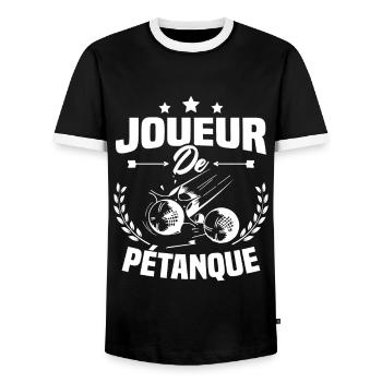 Joueur De Pétanque, Humour Cadeau Pétanque - T-shirt contrasté Homme - noir/blanc - Devant - AI Model Female 172 light (172cm) & AI Model Male 178 light (178cm)