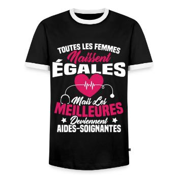 Les meilleures femmes deviennent aides-soignantes - T-shirt contrasté Homme - noir/blanc - Devant - AI Model Female 172 light (172cm) & AI Model Male 178 light (178cm)