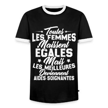 Les meilleures femmes deviennent aides-soignantes - T-shirt contrasté Homme - noir/blanc - Devant - AI Model Female 172 light (172cm) & AI Model Male 178 light (178cm)