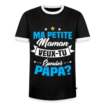 Ma Petite Maman Veux Tu Épouser Papa ? - T-shirt contrasté Homme - noir/blanc - Devant - AI Model Female 172 light (172cm) & AI Model Male 178 light (178cm)