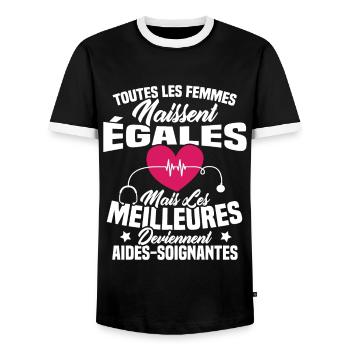 Les meilleures femmes deviennent aides-soignantes - T-shirt contrasté Homme - noir/blanc - Devant - AI Model Female 172 light (172cm) & AI Model Male 178 light (178cm)