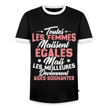 Les meilleures femmes deviennent aides-soignantes - T-shirt contrasté Homme - noir/blanc - Devant - AI Model Female 172 light (172cm) & AI Model Male 178 light (178cm)