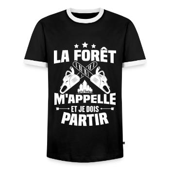 La forêt m'appelle et je dois partir - T-shirt contrasté Homme - noir/blanc - Devant - AI Model Female 172 light (172cm) & AI Model Male 178 light (178cm)