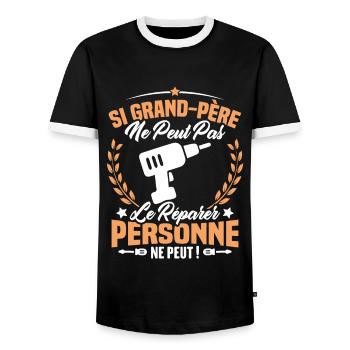 Si Grand Père Pas Le Réparer Personne Ne Peut - T-shirt contrasté Homme - noir/blanc - Devant - AI Model Female 172 light (172cm) & AI Model Male 178 light (178cm)