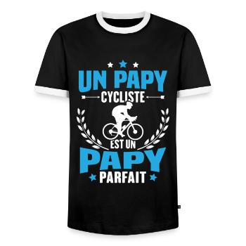 Un papy cycliste est un papy parfait Cadeau - T-shirt contrasté Homme - noir/blanc - Devant - AI Model Female 172 light (172cm) & AI Model Male 178 light (178cm)