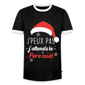 Je peux pas j'attends le père noël - T-shirt contrasté Homme - noir/blanc - Devant - AI Model Female 172 light (172cm) & AI Model Male 178 light (178cm)