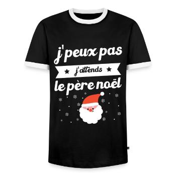 Je peux pas j'attends le père noël - T-shirt contrasté Homme - noir/blanc - Devant - AI Model Female 172 light (172cm) & AI Model Male 178 light (178cm)