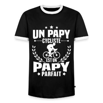 Un papy cycliste est un papy parfait Cadeau - T-shirt contrasté Homme - noir/blanc - Devant - AI Model Female 172 light (172cm) & AI Model Male 178 light (178cm)