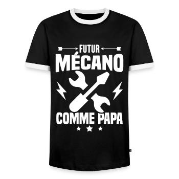 Futur mécano comme papa, Cadeau futur mécano - T-shirt contrasté Homme - noir/blanc - Devant - AI Model Female 172 light (172cm) & AI Model Male 178 light (178cm)