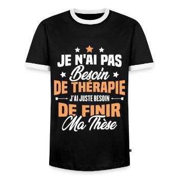 J'ai juste besoin de finir ma thèse - T-shirt contrasté Homme - noir/blanc - Devant - AI Model Female 172 light (172cm) & AI Model Male 178 light (178cm)