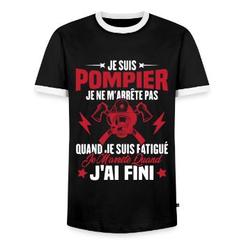 Je Suis Pompier, Humour Cadeau Pompier - T-shirt contrasté Homme - noir/blanc - Devant - AI Model Female 172 light (172cm) & AI Model Male 178 light (178cm)