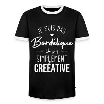 Je suis pas bordélique je suis simplement créative - T-shirt contrasté Homme - noir/blanc - Devant - AI Model Female 172 light (172cm) & AI Model Male 178 light (178cm)