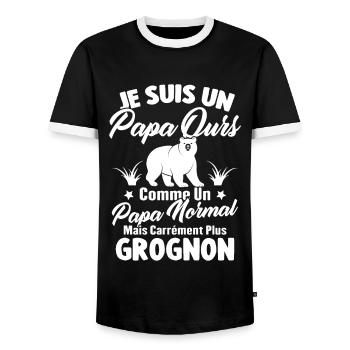 Je suis un papa ours c'est comme un papa normal - T-shirt contrasté Homme - noir/blanc - Devant - AI Model Female 172 light (172cm) & AI Model Male 178 light (178cm)